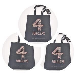 THREE Four Laps Gray/Grey with Pink Camo Logo 2-Way Stretch Signature Tote NWT